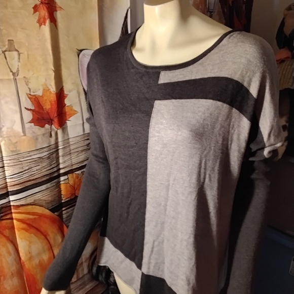 Joan Vass Women's Size Large Gray Soft Cashmere Blend Relaxed Fit Sweater - Picture 2 of 5